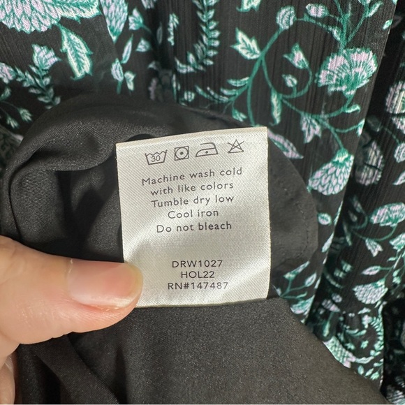 DRAPER JAMES green and black Fall Vines tiered ruffle midi dress 4 - Picture 11 of 11